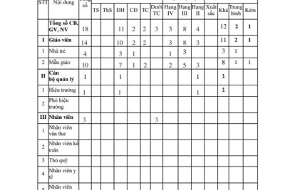 Trường mầm non Ngô Quyền công khai Chất lượng chăm sóc, giáo dục năm học 2021-2022